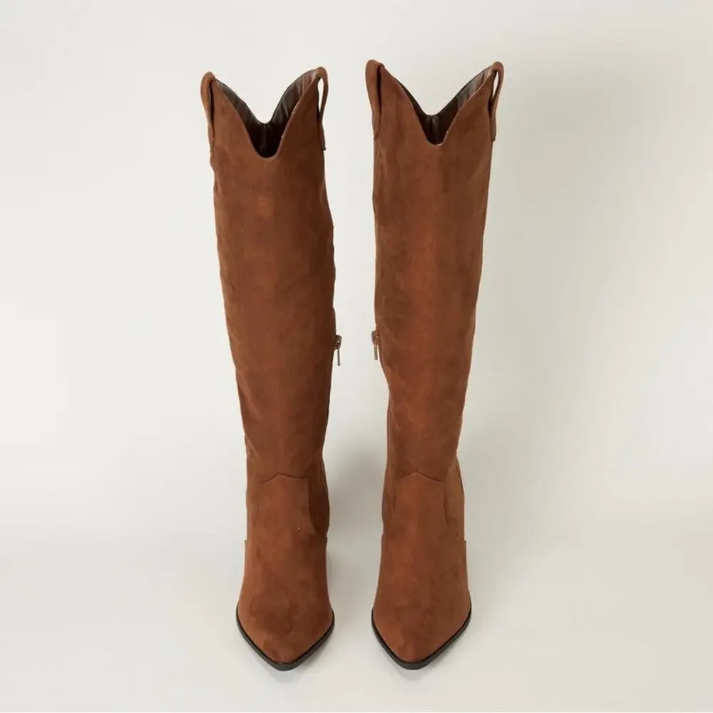NEW The Drop Women's Cassandra‎ Knee-High Western Boot size 6.5 Brown